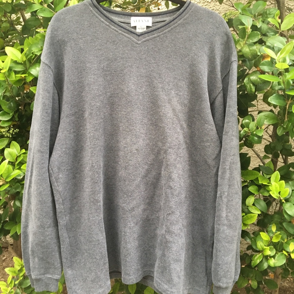 Alfani Longsleeve Grey Ribbed Men’s V-neck Sweater